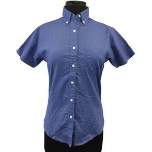 Tri Mountain XS Blue S/S  Womens  Button Up 1 Pocket Oxford Collar